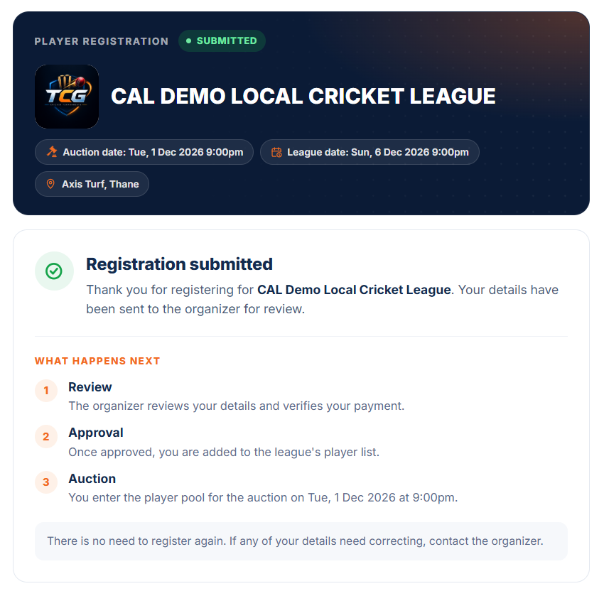 Registration submitted: what happens next