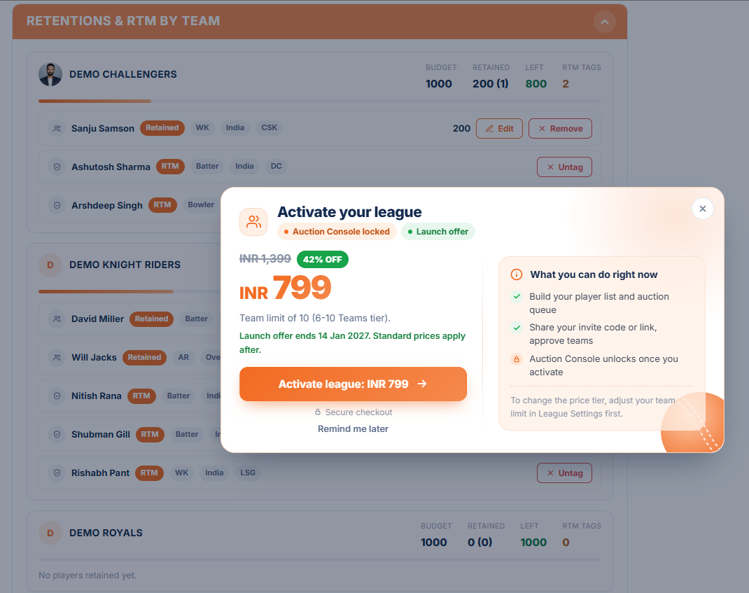 Pay to activate popup