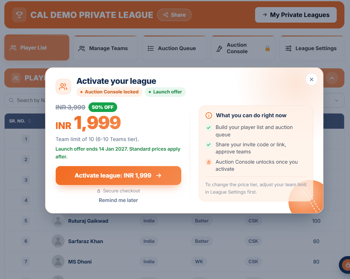 Pay to activate popup
