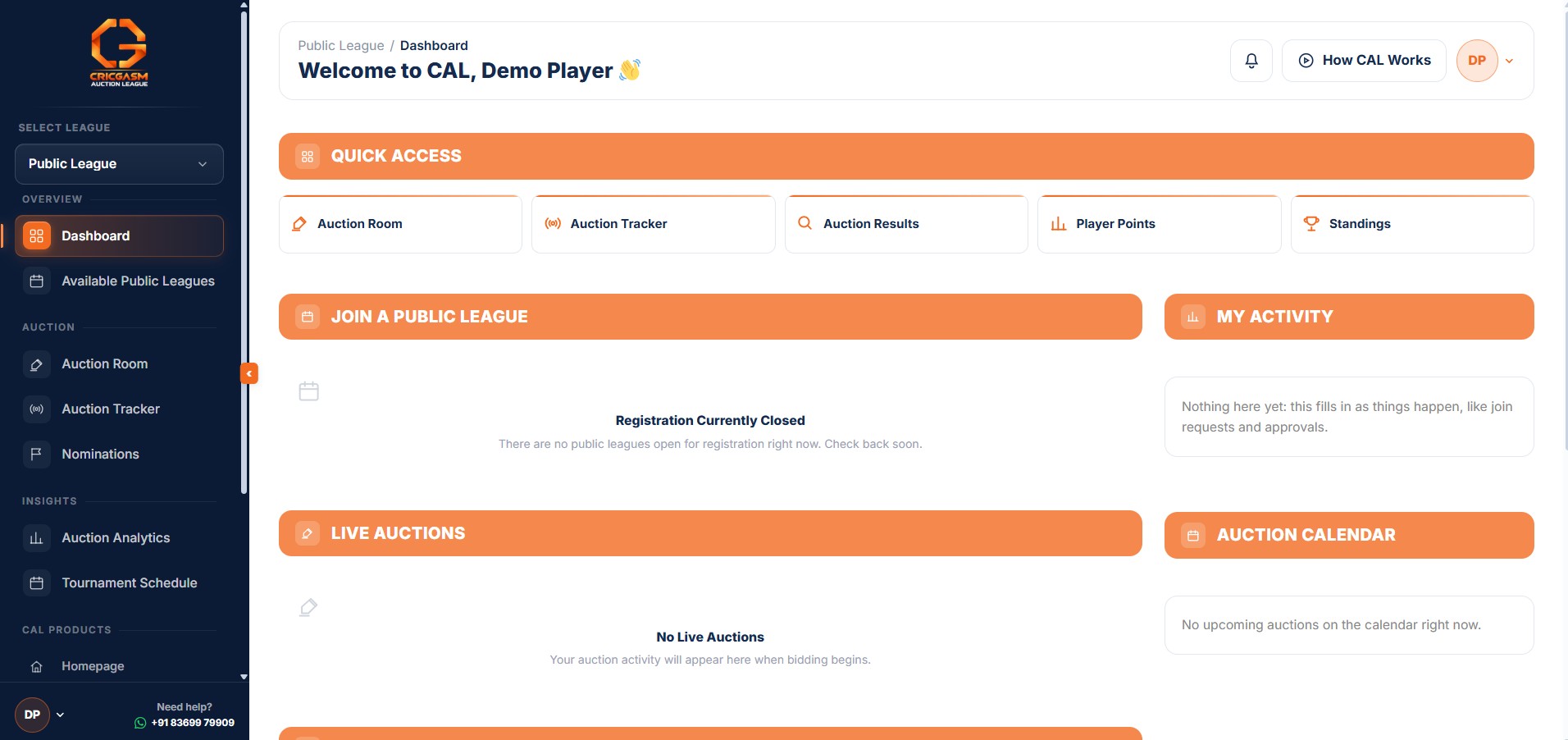 Your dashboard right after registering