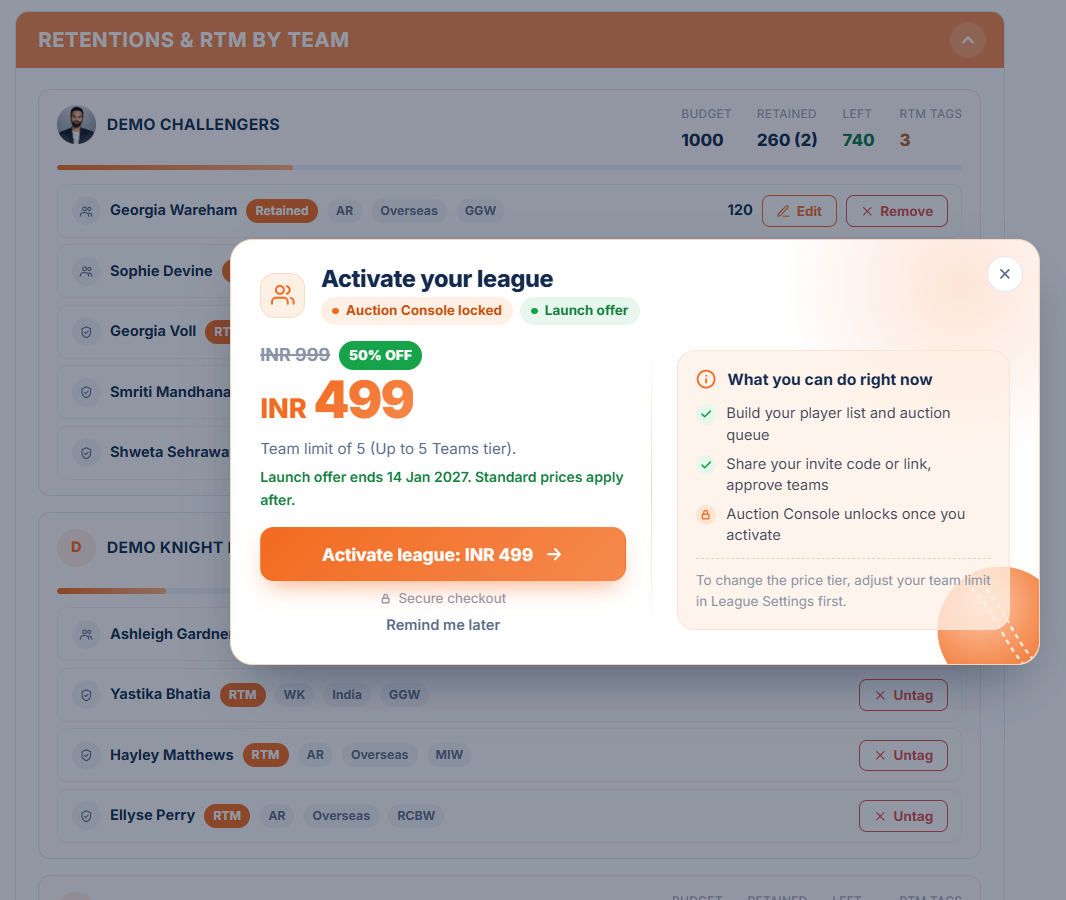 Pay to activate popup