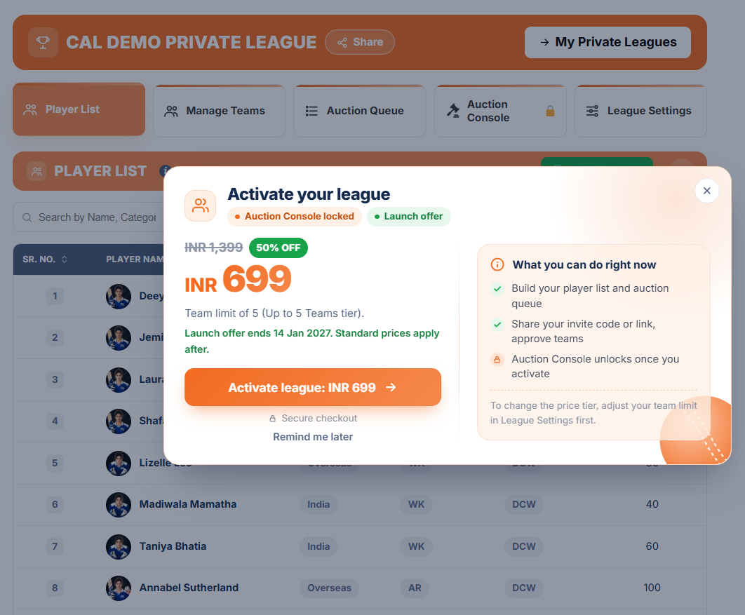 Pay to activate popup